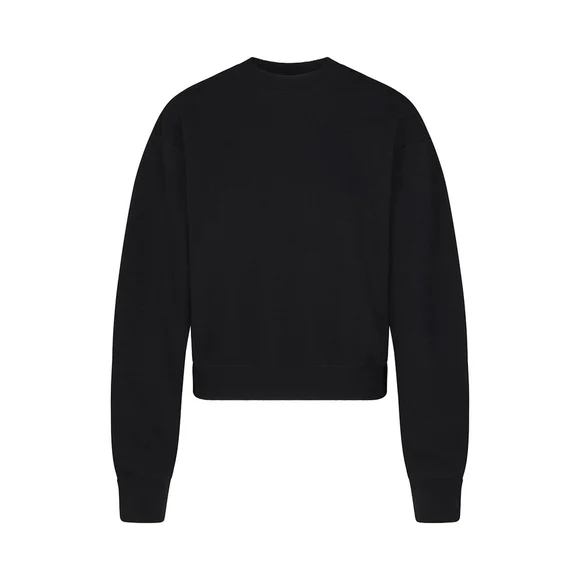 SKIMS▪️Cotton Fleece Classic Crewneck Pullover in Onyx - Picture 3 of 6